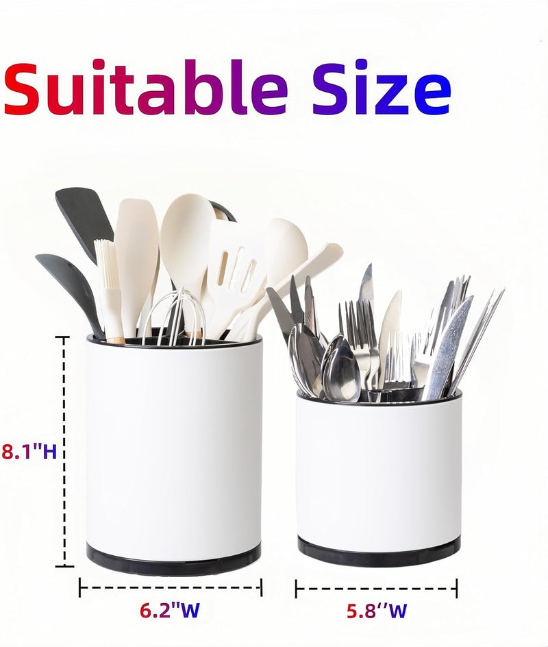 LIBODOUR Utensil Holder,Extra Large Utensil Holder for Kitchen Counter, Silverware Organizer, Stainless Steel Storage Cooking Caddy Flatware Spoon Spatula Tool Cutlery Container(2 Set) - Image 4